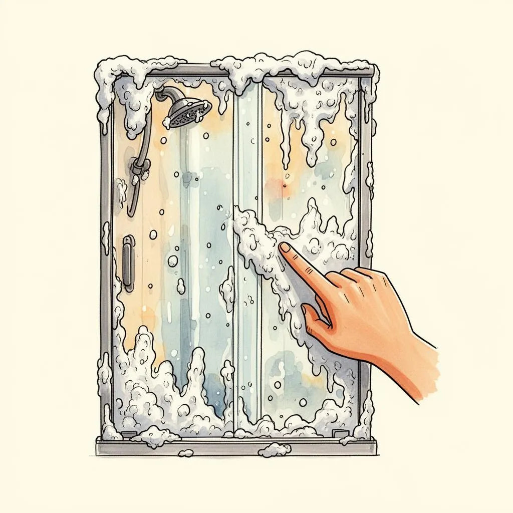 Shower glass calcium deposits