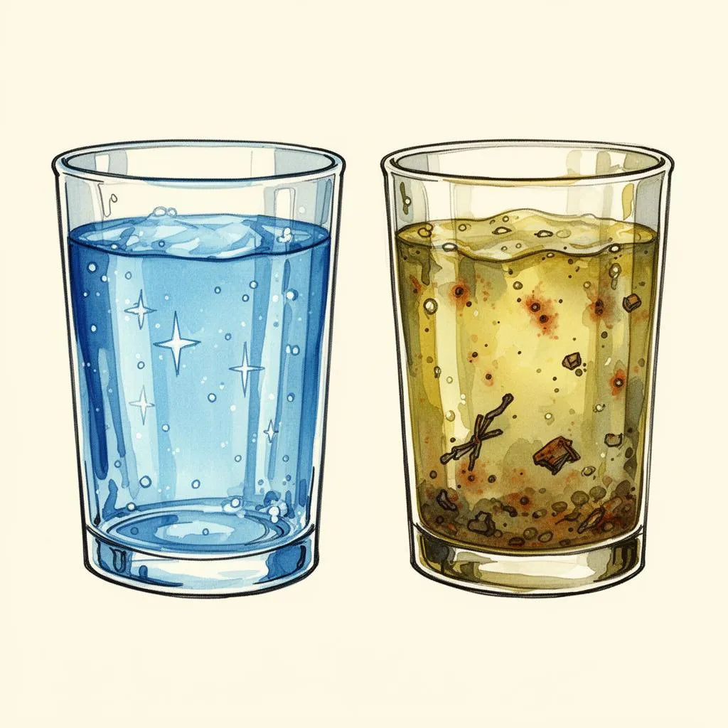 Clear vs contaminated water comparison