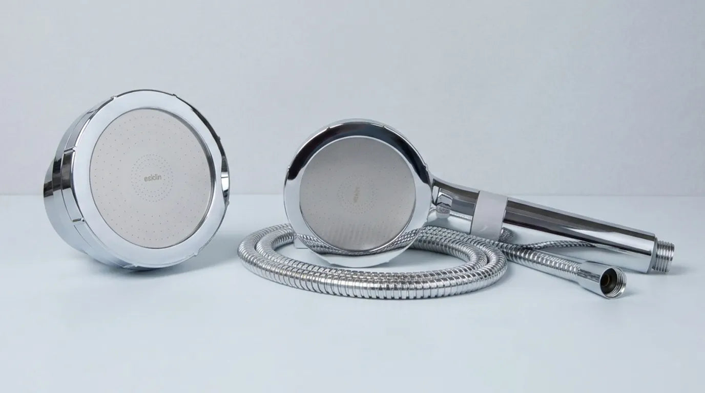 Clean hero product shot of eskiin showerheads